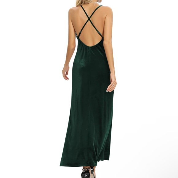 Green Velvet Dress - Picture 2 of 5